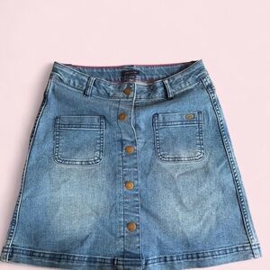 Tommy Hilfiger Button-Front Denim A-Line Skirt in Light Blue